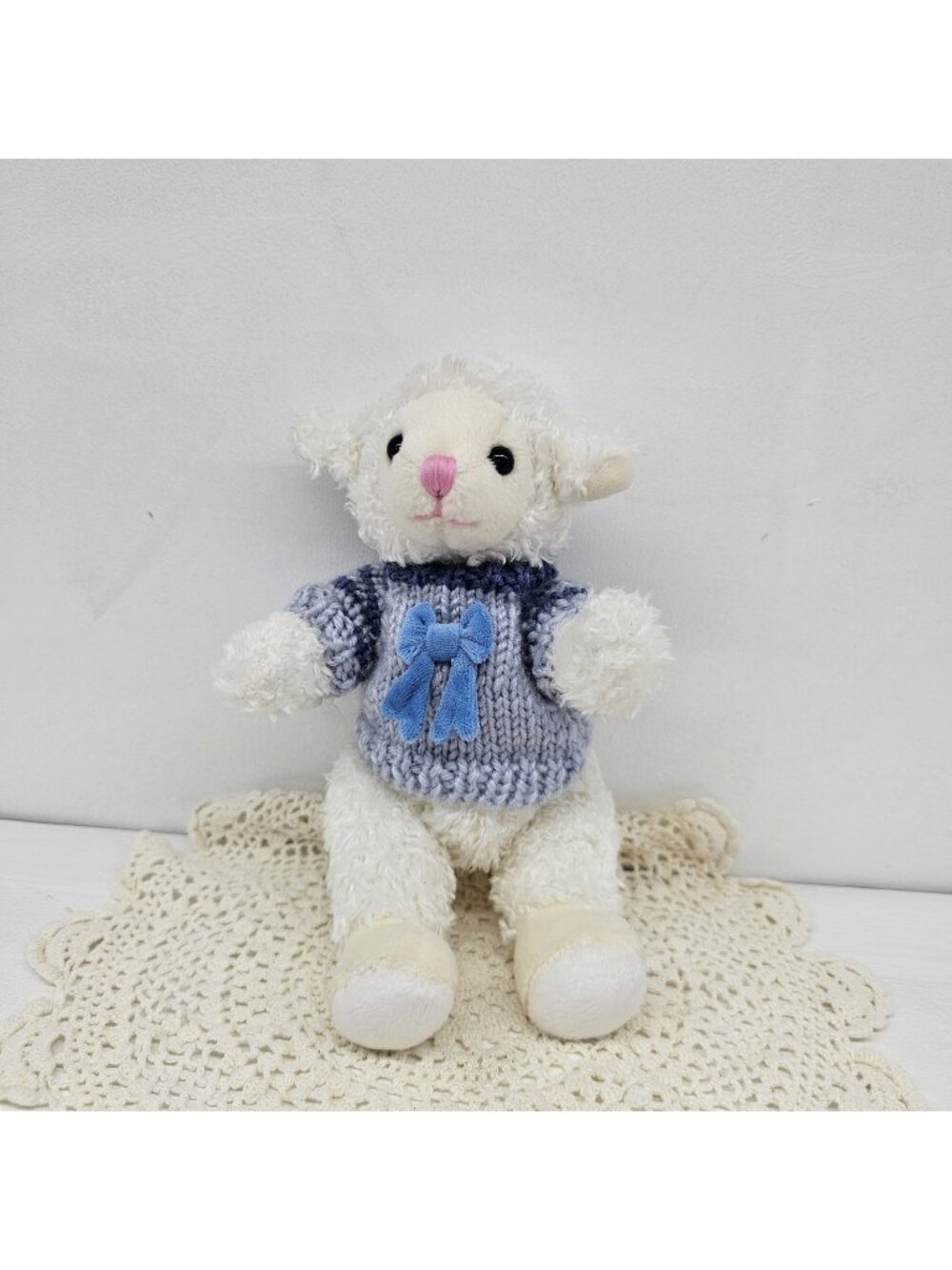 Hugfun Jointed Lamb Sweater 1999 Plush Easter Stuffed Animal 9” Vtg 90s